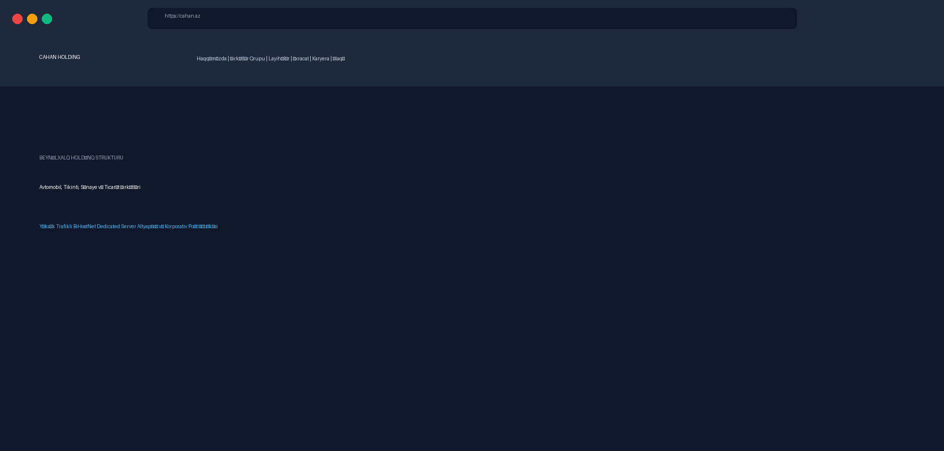 Cahan Holding: Uluslararası Holding Yapısı İçin Kurumsal Web Mimarisi web sitesi ekran görüntüsü