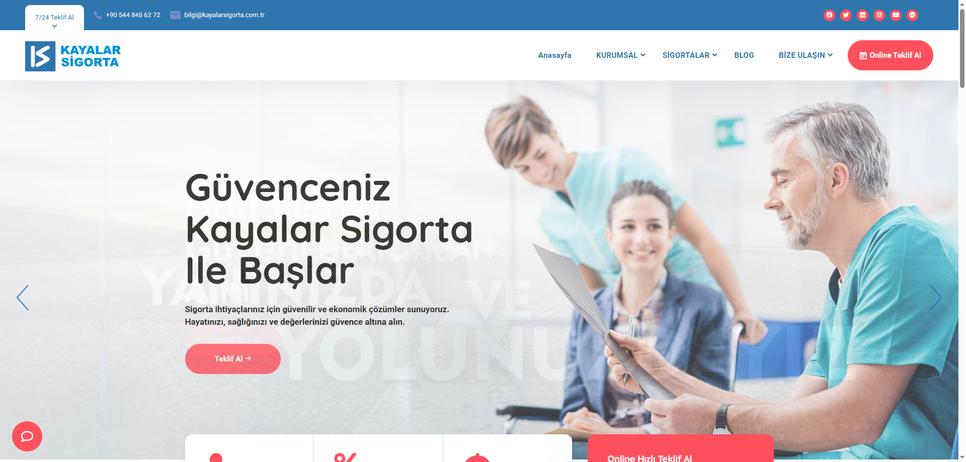 Kayalar Sigorta: Güven ve Erişilebilirliğin Dijital Sigorta Portalı web sitesi ekran görüntüsü